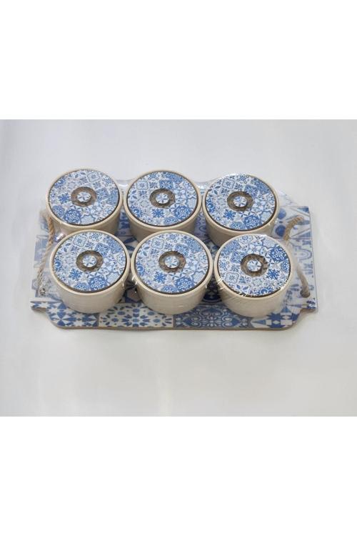 Hauspec Dijital Çini Mavi Desen 6 Lı Kahvaltılık