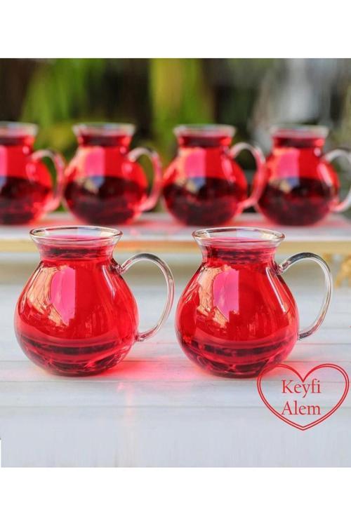 Mutfaksultani 6 Lı Keyfi Ala Borosilikat Cam Bardak Çay Bardağı 200 Ml