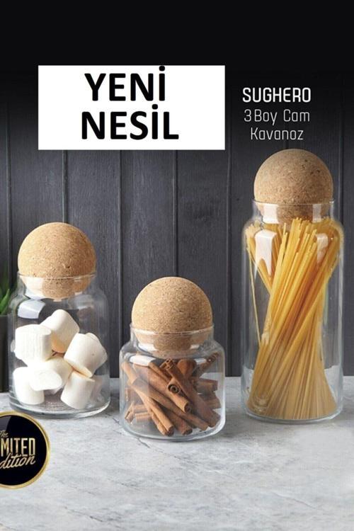 Mutfaksultani Yeni Nesil 12653 Sughero 3 Boy Cam Kavanoz Fma07809