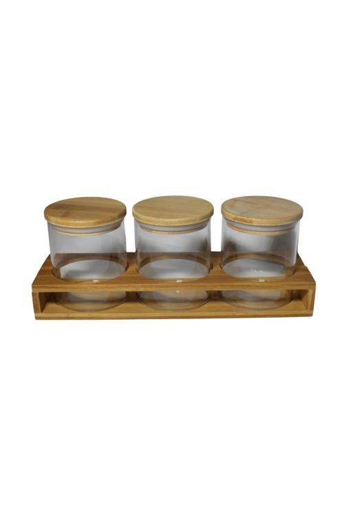 Kalbinden Porgold Bambu Baharatlık 500 Ml. 3'Lü Bambu Stand