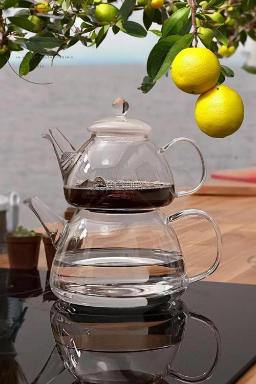 Mutfaksultani Isıya Dayanıklı Borosilikat Lüks Cam Çaydanlık Demlik Set