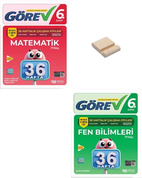 Nitelik 6. Sınıf Matematik ve Fen Bilimleri 36 Haftalık Görev Föyleri + Telefon Standı
