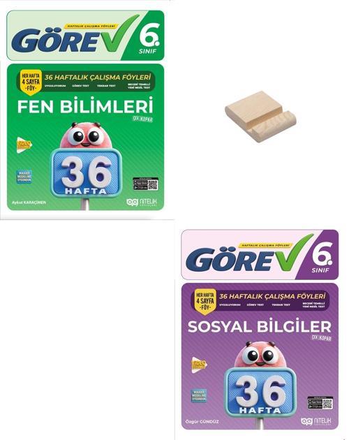 Nitelik 6. Sınıf Fen Bilimleri ve Sosyal Bilgiler 36 Haftalık Görev Föyleri + Telefon Standı