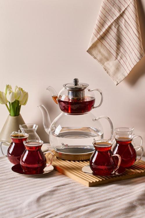 Mutfaksultani Keyf-İ Ala Şeffaf Premium 20 Parça Indüksiyon Tabanlı Borosilikat Çay Seti