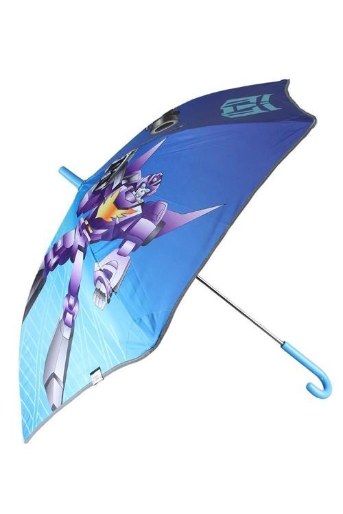6 Fiber Telli Erkek Çocuk Şemsiye Robot Desenli Rüzgara Dayanıklı Erkek Çocuk Şemsiyesi
