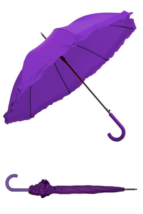 Baston Tip Rüzgara Dayanıklı 8 Fiber Telli Kadın Şemsiye Mor 10132A