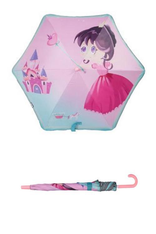6 Fiber Telli Kız Çocuk Şemsiye Prenses Desenli Rüzgara Dayanıklı Kız Çocuk Şemsiyesi MARLUX1099GRLR06