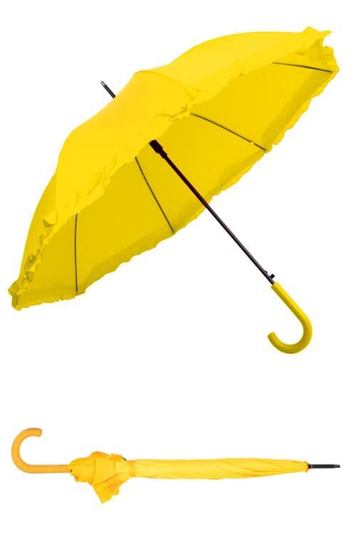 Baston Tip Rüzgara Dayanıklı 8 Fiber Telli Kadın Şemsiye Sarı 10132A