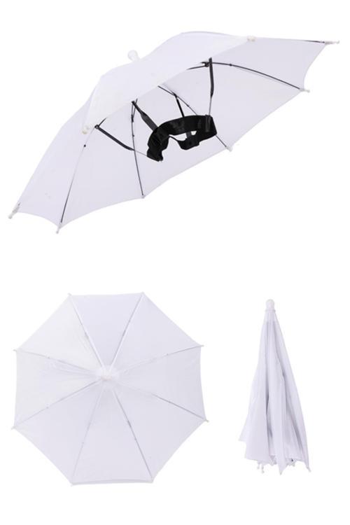 Kafaya Takılan Şapka Şemsiye Gölgelik Plaj Yazlık Kafa Şemsiyesi Beyaz KAFASEMS001W