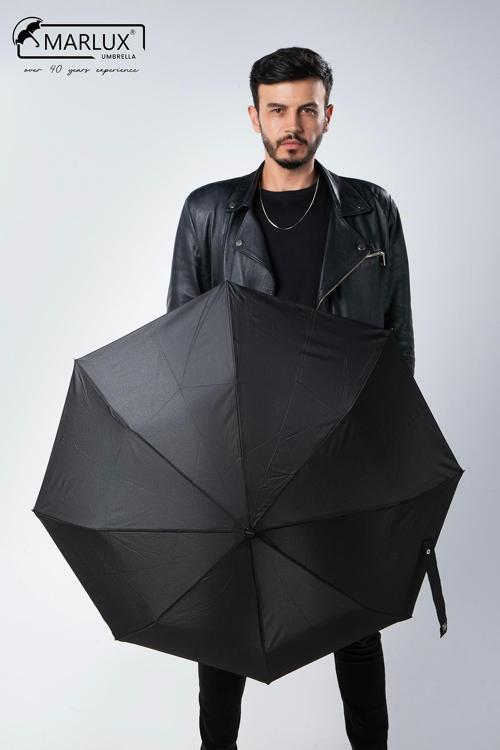 8 Telli Manuel Rüzgara Dayanıklı Kılıflı Şemsiye Siyah MPR2003