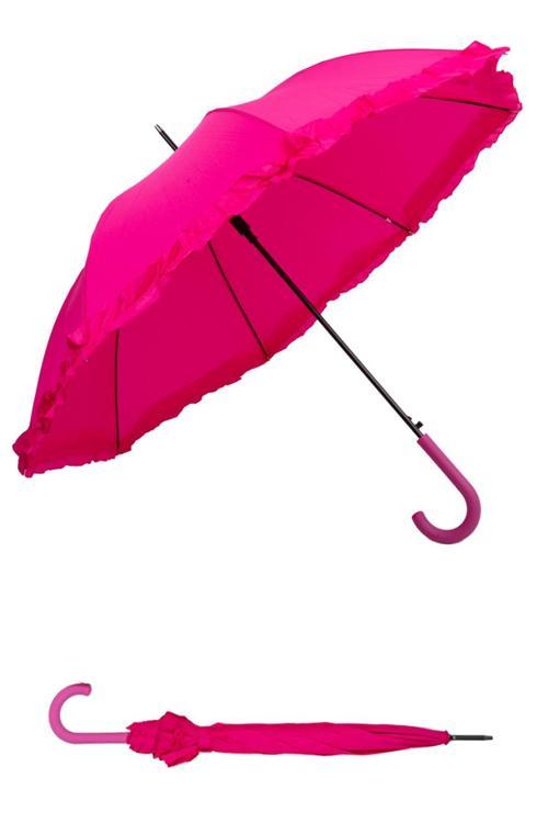 Baston Tip Rüzgara Dayanıklı 8 Fiber Telli Kadın Şemsiye Pembe 10132A