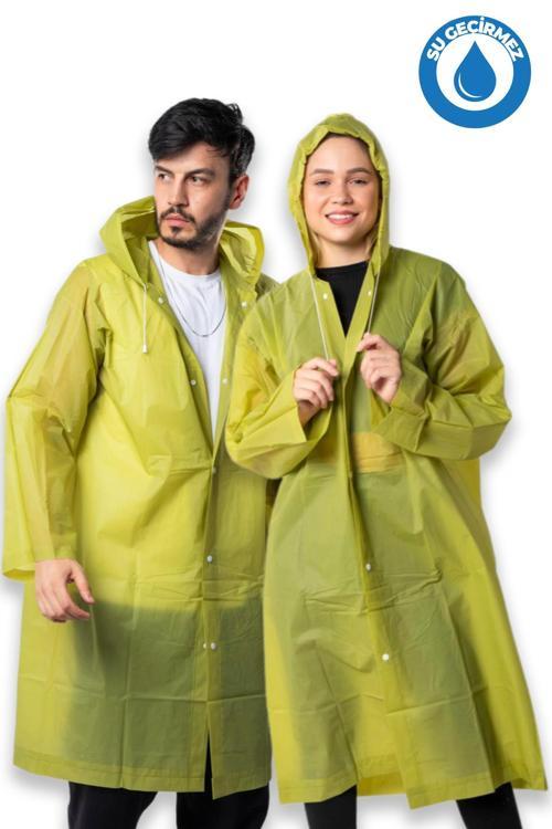 Kadın Erkek Yağmurluk Kapüşonlu Çıtçıtlı Eva Haki Yağmurluk BYMMRC881R06