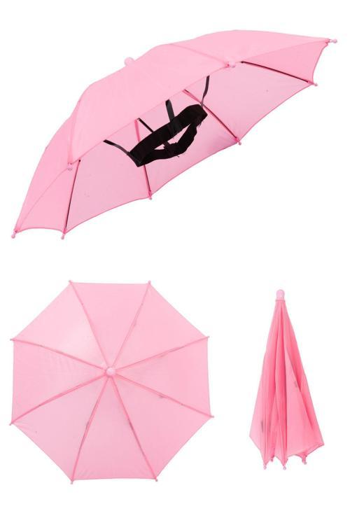 Kafaya Takılan Şapka Şemsiye Gölgelik Plaj Yazlık Kafa Şemsiyesi Pembe KAFASEMS001P