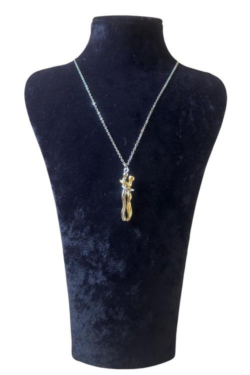 - Melik 9215 1030 Sarılan Çift Sevgili Kolyesi