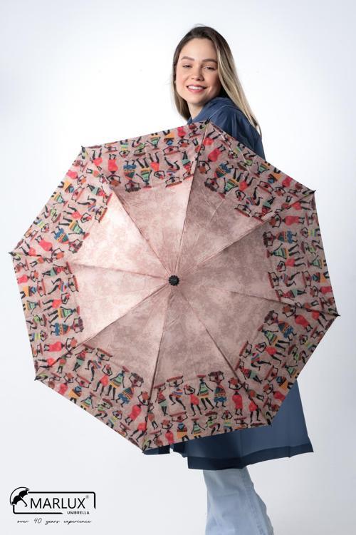 Desenli 8 Telli Manuel Rüzgara Dayanıklı Şemsiye M21MAR608R01