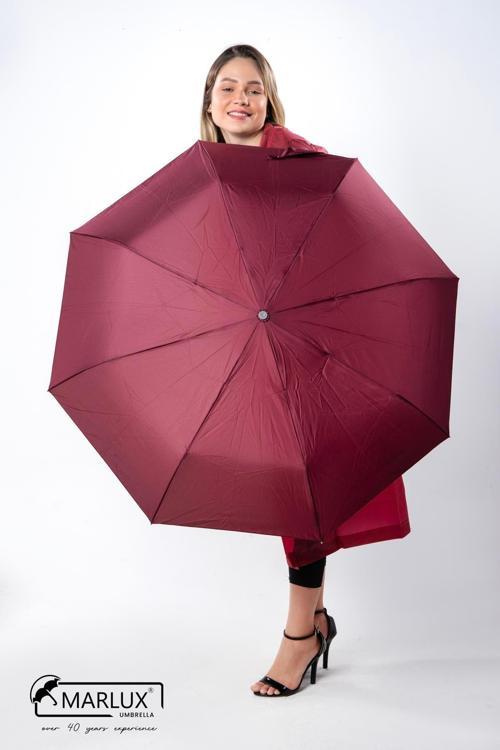 8 Telli Tam Otomatik Rüzgara Dayanıklı Özel Sap Tasarımlı Şemsiye Bordo MPR2004