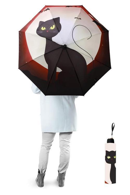 Renkli Gözlü Kedi Yarasa Model 8 Telli Rüzgara Dayanıklı Manuel Şemsiye 385R01