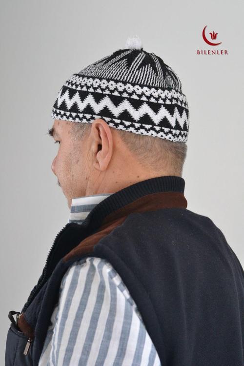 Kırçıllı Triko Örme Hacı Takkesi Standart Beden