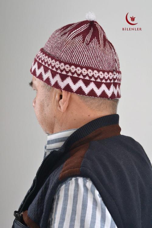 Kırçıllı Triko Örme Hacı Takkesi Standart Beden