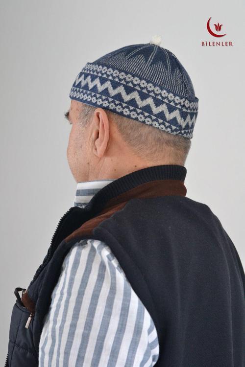 Kırçıllı Triko Örme Hacı Takkesi Standart Beden