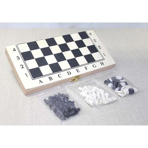 Ahşap Kutulu Satranç ve Tavla Seti