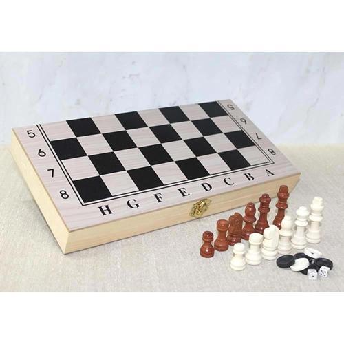 Ahşap Kutulu Satranç ve Tavla Seti