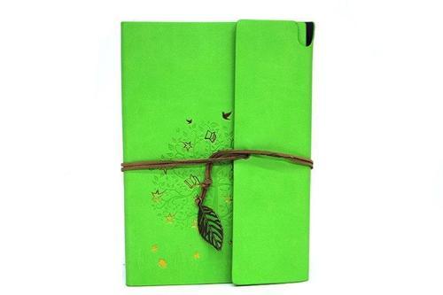 Defter Deri Kaplı Ağaç Baskılı Hediyelik