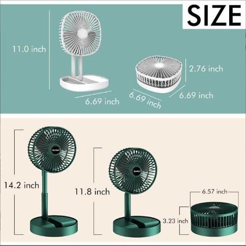 Katlanır Teleskopik Zemin Fanı Yaz Sessiz Öğrenci Masaüstü Fan USB Şarj Edilebilir Taşınabilir Ev Mi