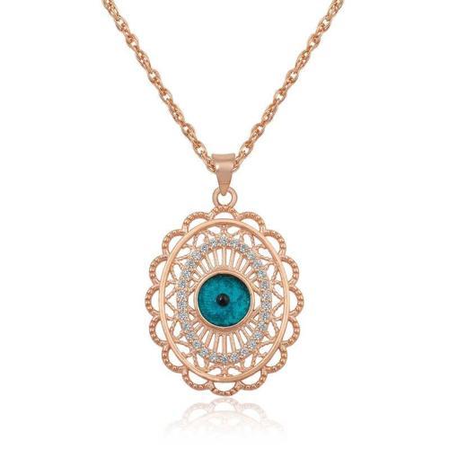 925 Ayar Gümüş Rose Oval Nazar Kolye