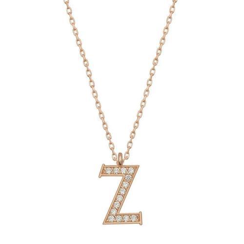 925 Ayar Gümüş Rose Z Harfi Kadın Gümüş Kolye