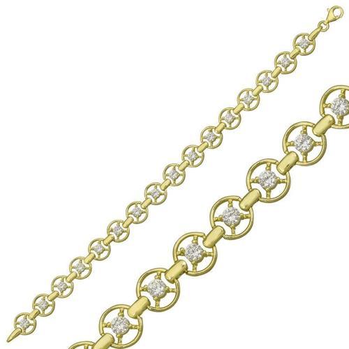 925 Ayar Gümüş Gold Yuvarlak Su Yolu Bileklik