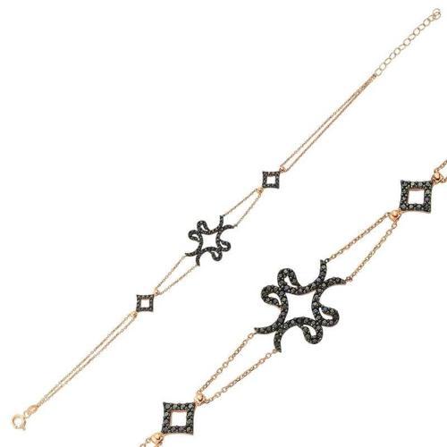 925 Ayar Gümüş Rose Dört Vavlı Bileklik