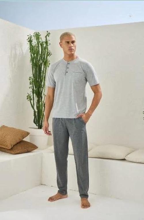 MDB Kocabey 2090 Erkek Midi Yaka Pijama Takım