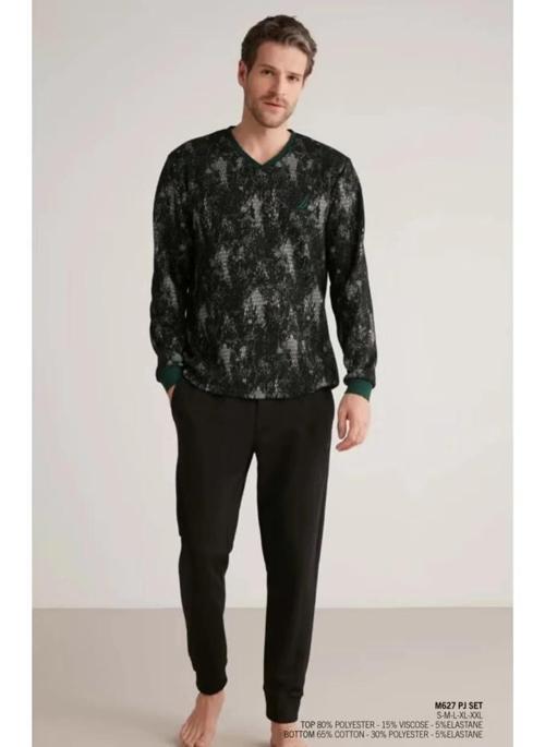 MDB Nautıca M627 Erkek Uzun Kollu V Yaka Pijama Takımı