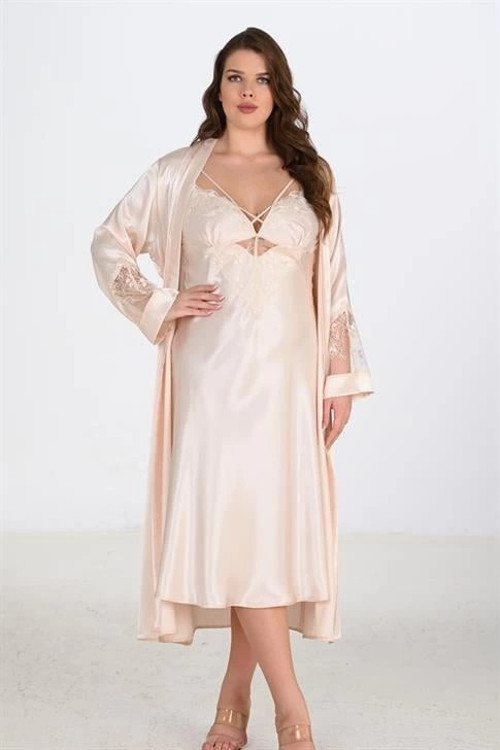 MDB MdbShop 2li Fildişi Sabahlık Takımı Bigsize 6222