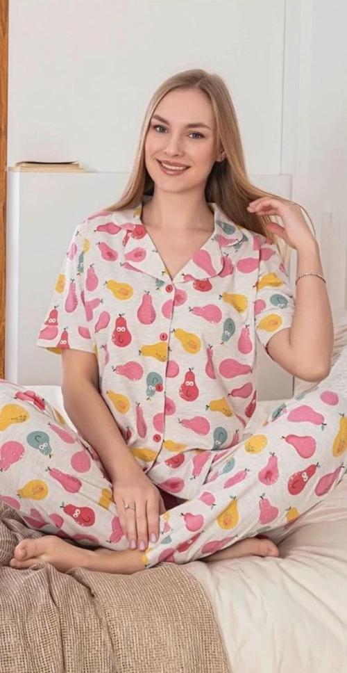 MDB Alissa 6274 Kadın Armut Desenli Patlı Pijama Takımı