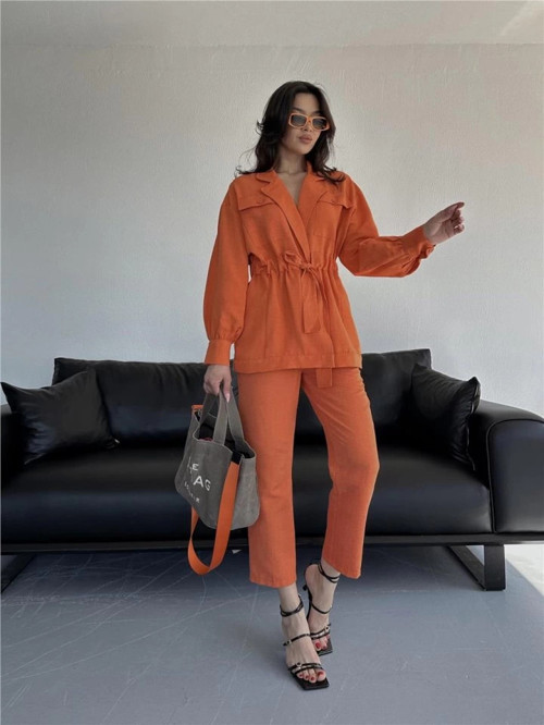 MDB BE BÜZGÜ DETAYI PANTOONCEKET TAKI KETENTuruncu