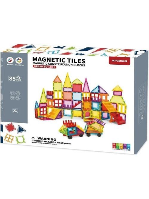 Manyetik Tiles Renkli 85 Parça Manyetik Yapı Magnetic Bloklar