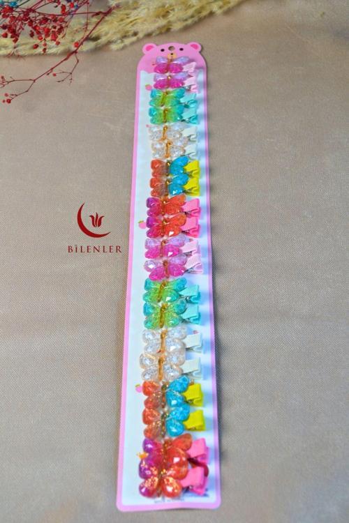 10 Çift Renkli ve Kelebek Figürlü Küçük Boy Mandallı Tokalar – Minik Saçlara Sevimli Dokunuş