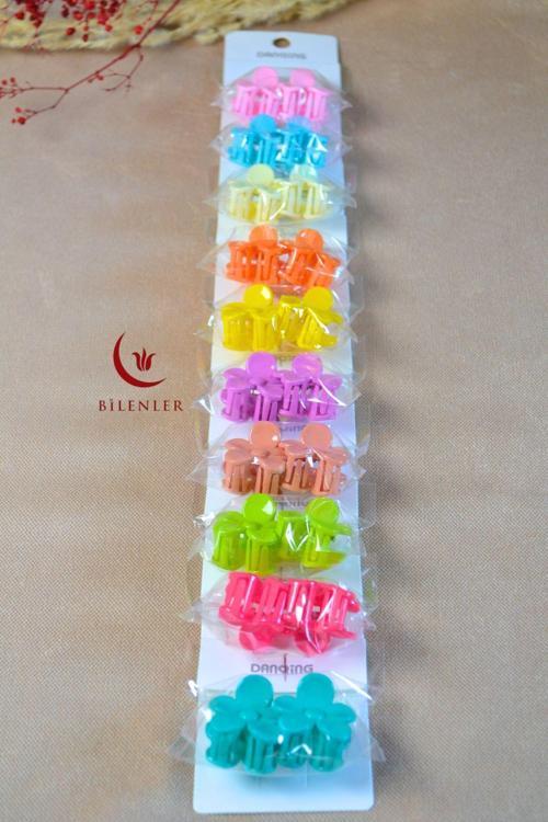 10 Çift Renkli ve ÇiçekFigürlü Küçük Boy Mandallı Tokalar – Minik Saçlara Sevimli Dokunuş