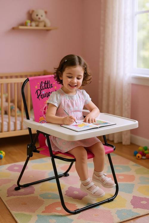 2–6 Yaş, Katlanabilir Çocuk Sandalyesi ve Masası Tak-Çıkar Masa-Little Princess-PEMBE