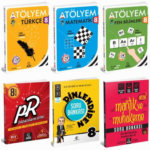 8.sınıf atölyem türkçe-matematik-fen soru bankası-paragrafın ritmi-eker dinlendiren-sözel mantık ve muhakeme 6'lı set