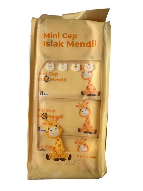 Mini Islak Cep Mendili - 8 Adetlik 8 Paket - 64 Adet