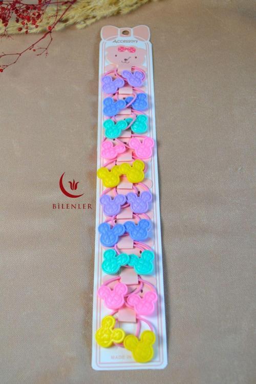 Renkli ve Figürlü 10 Çift Kız Çocuk Lastik Tokası – Sevimli Saç Aksesuarları