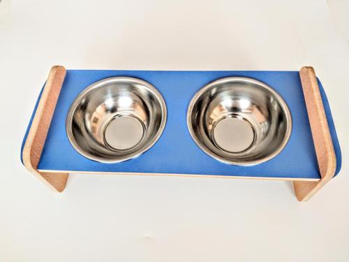 Ahşap Ayaklı İkili Kedi-Köpek Mama ve Su Kabı