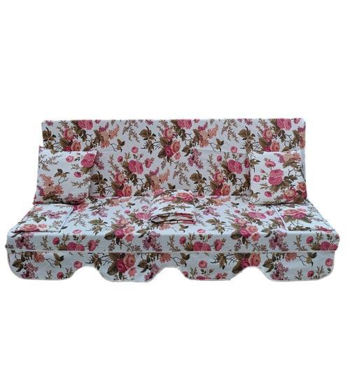 Mandaş Süngersiz 3 Kişilik Salıncak Minder Seti (Pamuklu Kumaş)-İngiliz Gülü Pembe