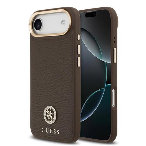 İphone 17 Air Uyumlu Kılıf Lisanslı M-Safeli Grained Yazı Ve Taşlı 4G Logolu Kapak Kahverengi