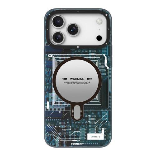 İphone 17 Pro Max Uyumlu Kılıf M-Safeli Kamera Denetim Butonlu Youngkit Technology Serisi Kapak Mavi