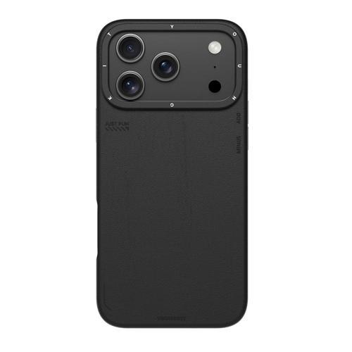 İphone 17 Pro Max Kılıf M-Safeli Basit Mat Deri Desenli Tech Fashion Serisi Kapak Siyah