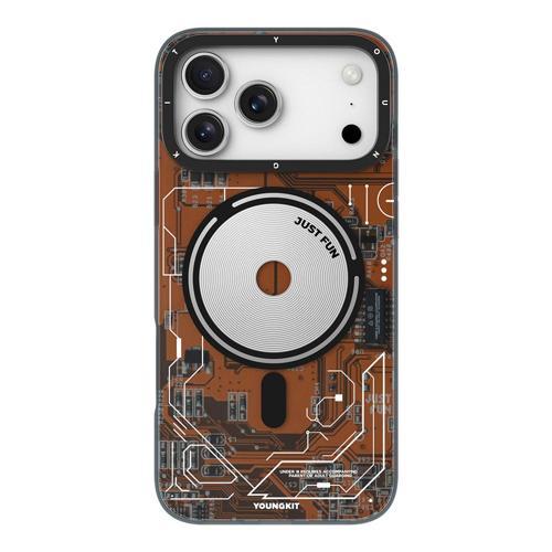 İphone 17 Pro Uyumlu Kılıf M-Safeli Kamera Denetim Butonlu Youngkit Technology Serisi Kapak Turuncu